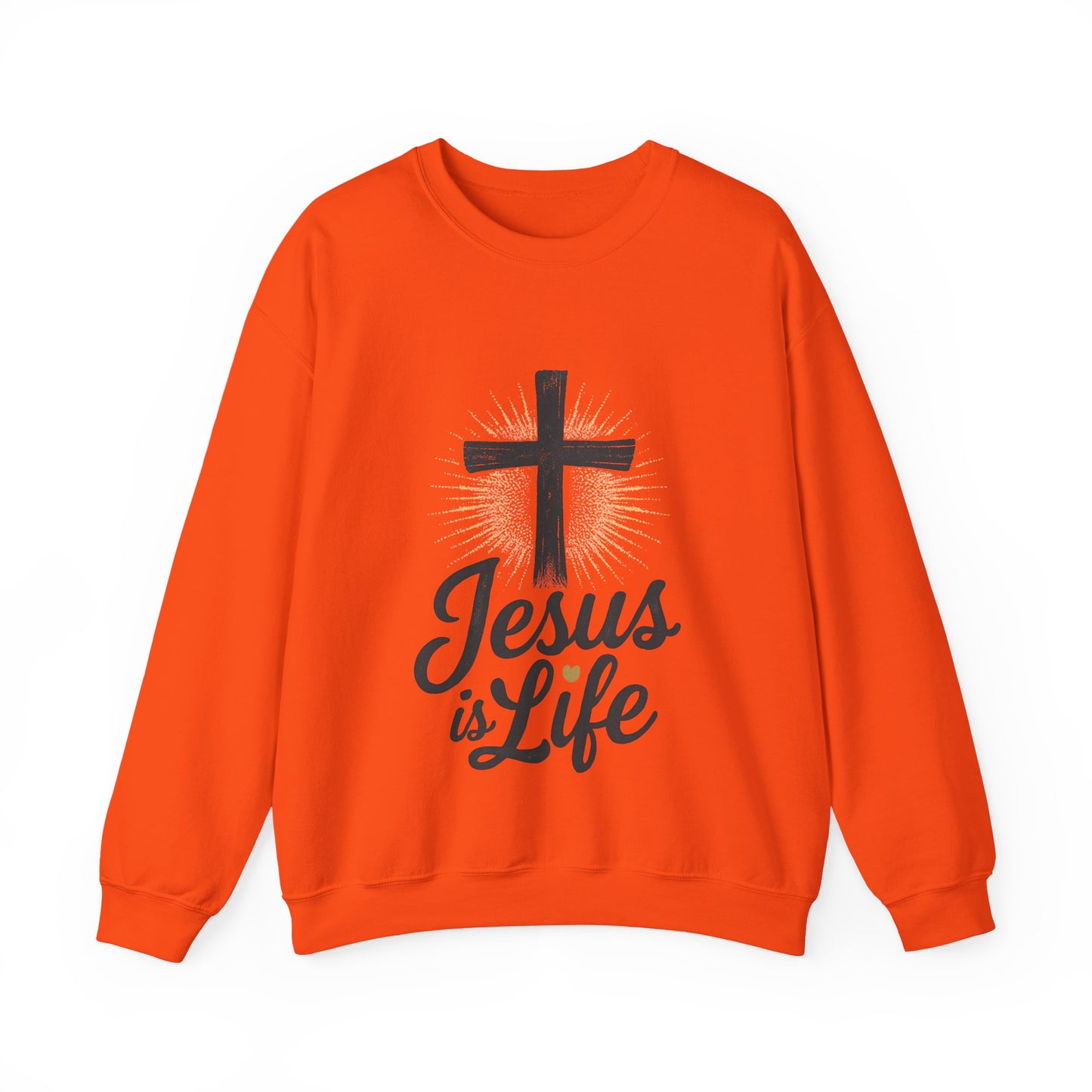 "Jesus is Life" - Christian Inspirational Crewneck Sweatshirt