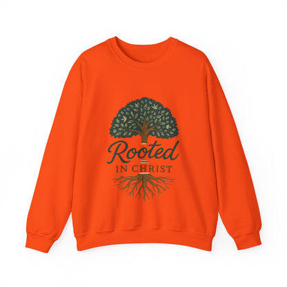 "Rooted in Christ" - Faith-Inspired Crewneck Sweatshirt - Cozy Gift for Christians, Perfect for Church