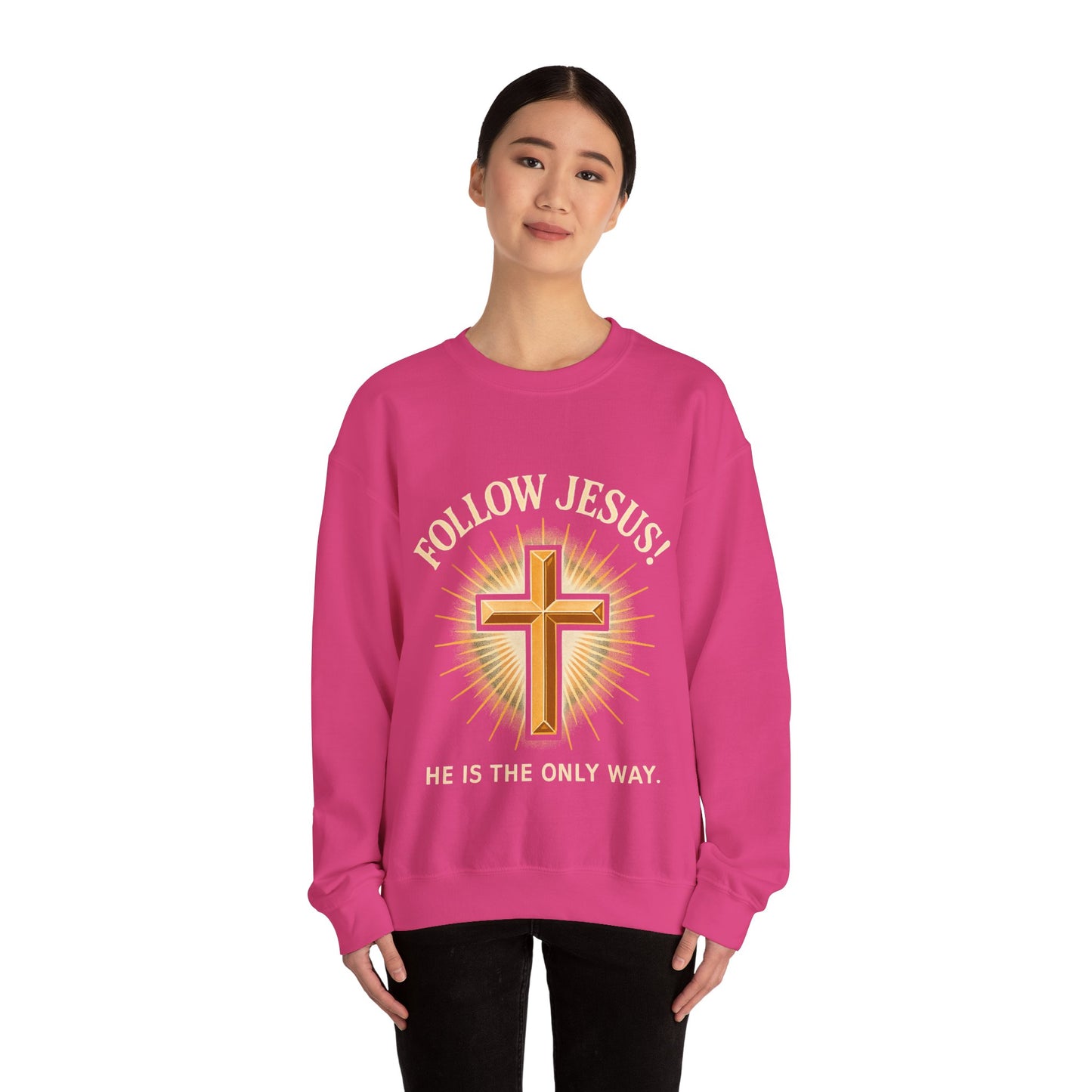"Follow Jesus" Faith-Inspired Crewneck Sweatshirt Christian Apparel, Gift for Believers, Religious Sweatshirt, Inspirational Fashion