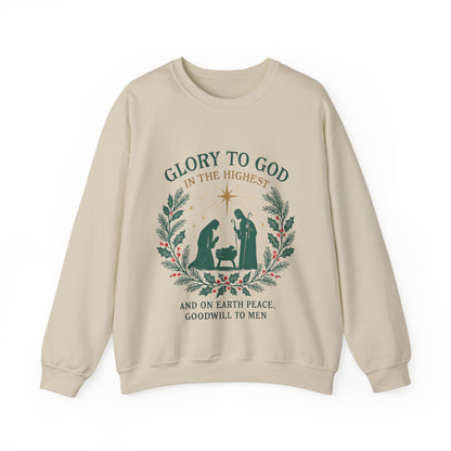 "Glory to God" - Christmas Nativity Sweatshirt, Unisex Crewneck, Holiday Apparel, Inspirational Clothing
