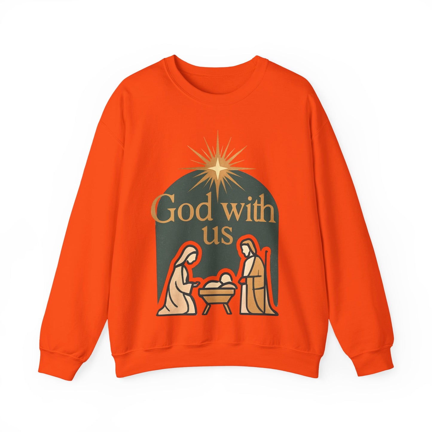 "God with Us" - Cozy Christmas Sweatshirt, Holiday Spirit Wear, Religious Gift, Unisex Crewneck