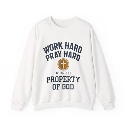 Work Hard Pray Hard Inspirational Crewneck Sweatshirt