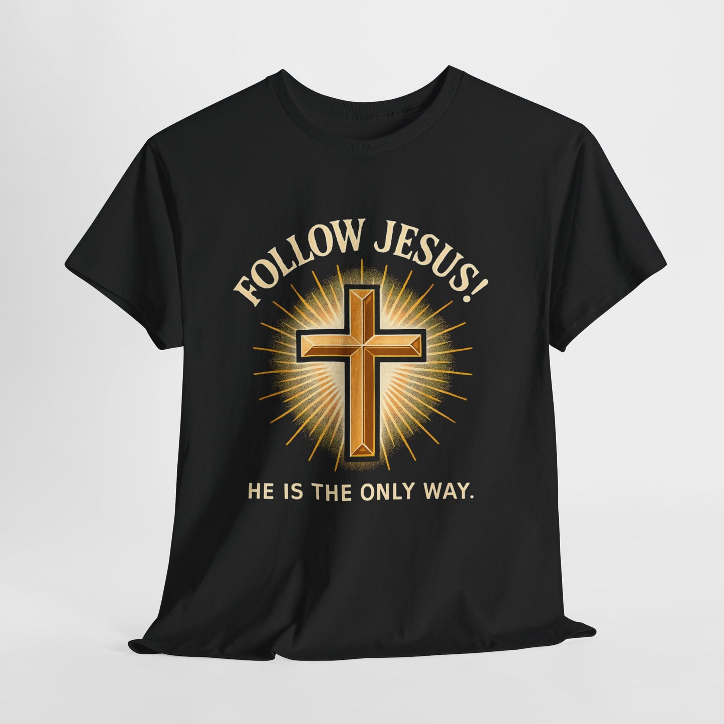"Follow Jesus" Christian Faith Unisex Heavy Cotton Tee, Inspiration Apparel
