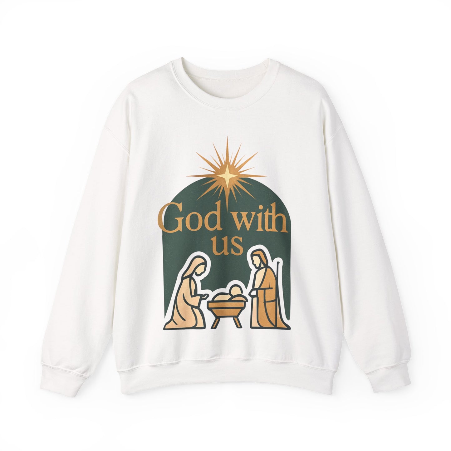 "God with Us" - Cozy Christmas Sweatshirt, Holiday Spirit Wear, Religious Gift, Unisex Crewneck