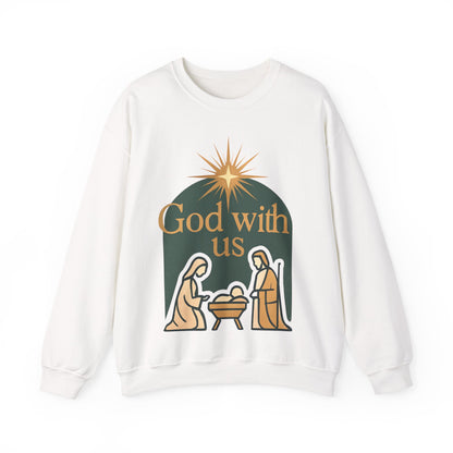"God with Us" - Cozy Christmas Sweatshirt, Holiday Spirit Wear, Religious Gift, Unisex Crewneck