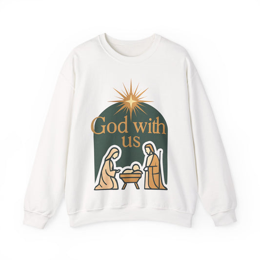 "God with Us" - Cozy Christmas Sweatshirt, Holiday Spirit Wear, Religious Gift, Unisex Crewneck