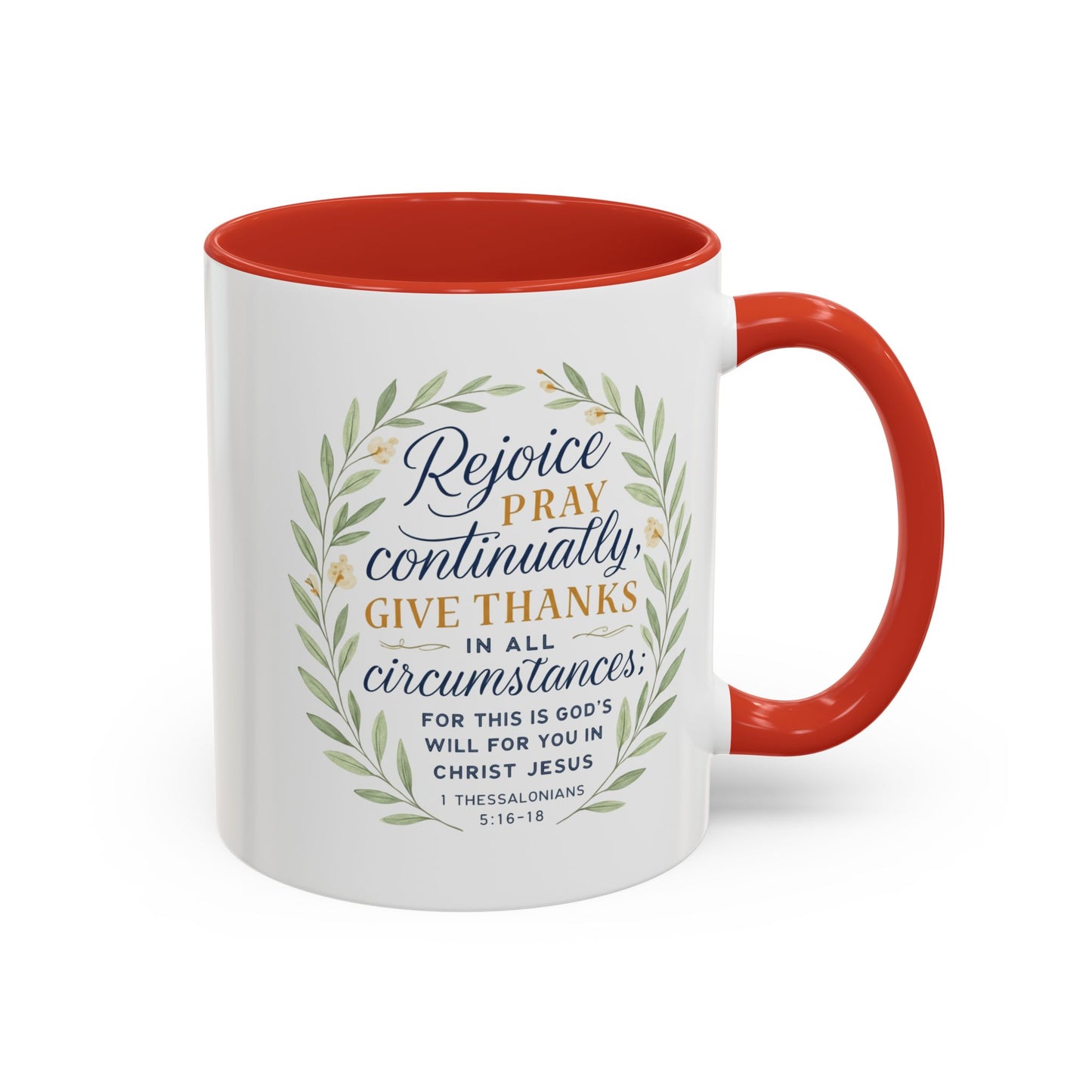 Inspirational Floral Coffee Mug - Rejoice, Pray, Give Thanks