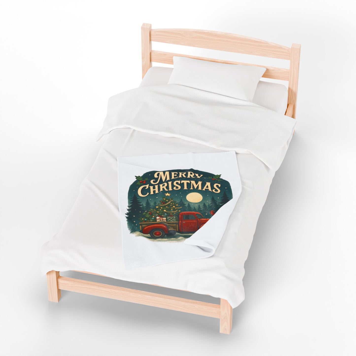 Merry Christmas Velveteen Plush Blanket