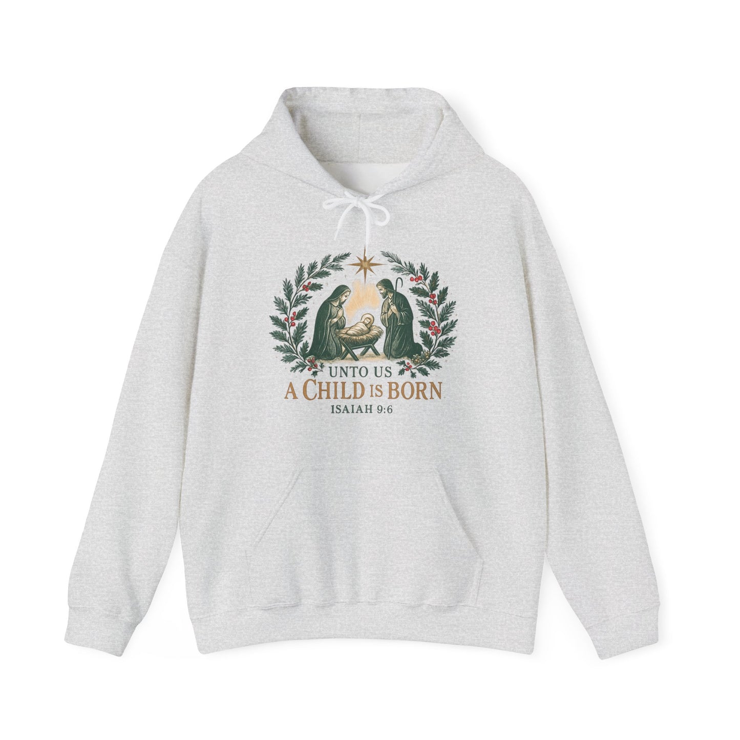 "For Unto us a Child is Born" - Christmas Hoodie, Cozy Unisex Sweatshirt for Holiday Celebrations, Gift for Him/Her, Faith-Inspired [...]