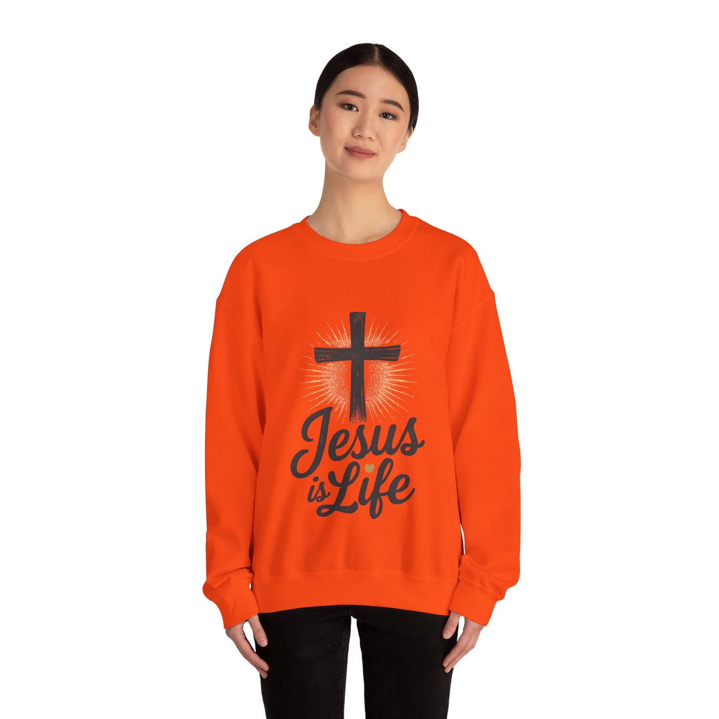 "Jesus is Life" - Christian Inspirational Crewneck Sweatshirt