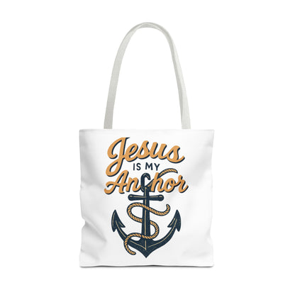 Nautical Tote Bag, "Jesus is My Anchor", Christian Gift, Faith-Inspired Bag, Beach or Everyday Use, Religious Themed Accessory