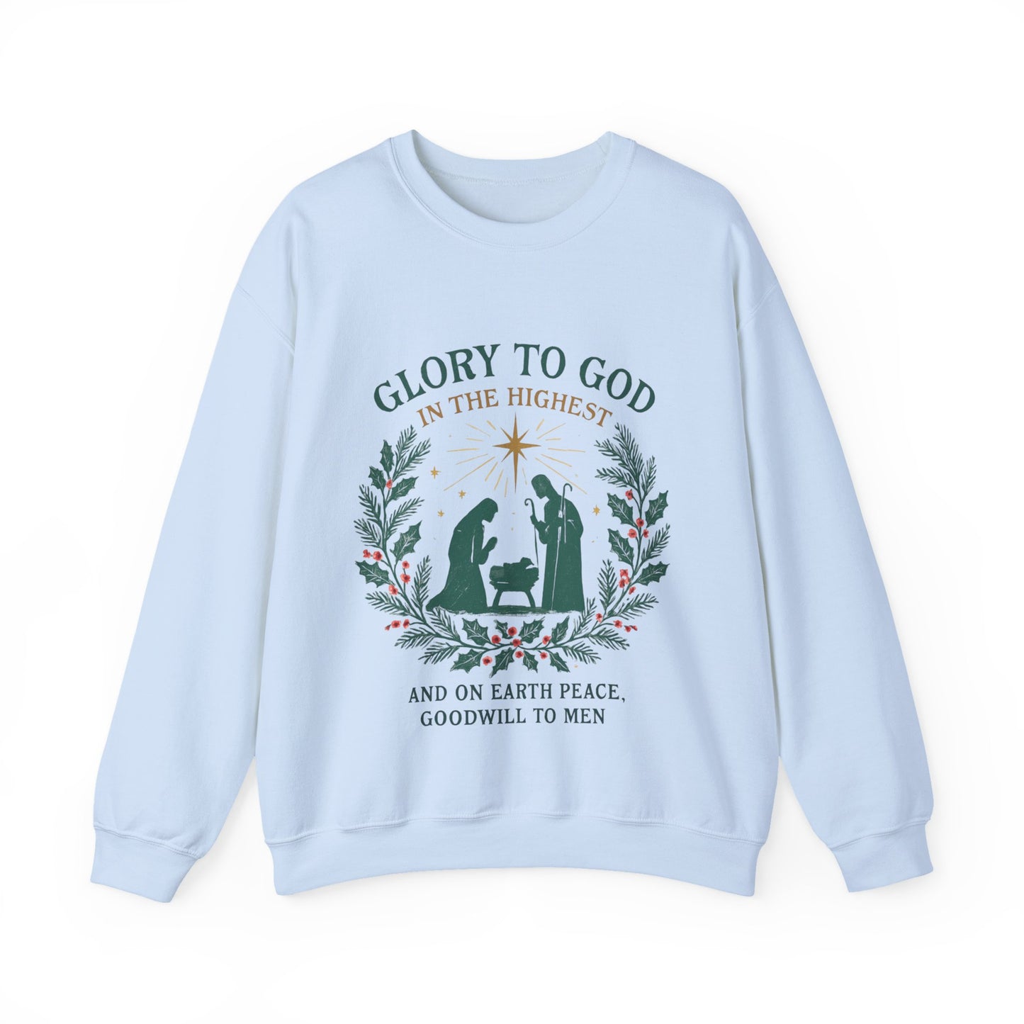 "Glory to God" - Christmas Nativity Sweatshirt, Unisex Crewneck, Holiday Apparel, Inspirational Clothing