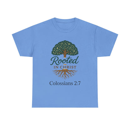 "Rooted in Christ" Tee - Unisex Heavy Cotton Shirt, Christian Apparel, Faith-Based Gift