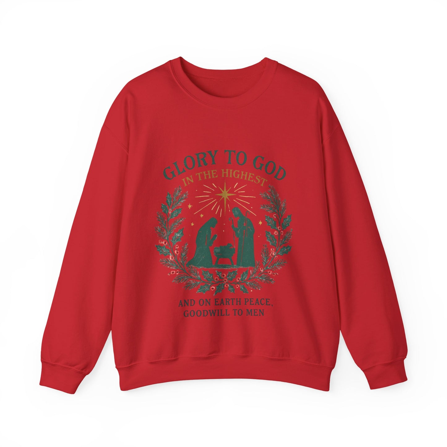 "Glory to God" - Christmas Nativity Sweatshirt, Unisex Crewneck, Holiday Apparel, Inspirational Clothing