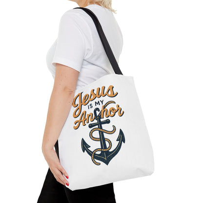 Nautical Tote Bag, "Jesus is My Anchor", Christian Gift, Faith-Inspired Bag, Beach or Everyday Use, Religious Themed Accessory