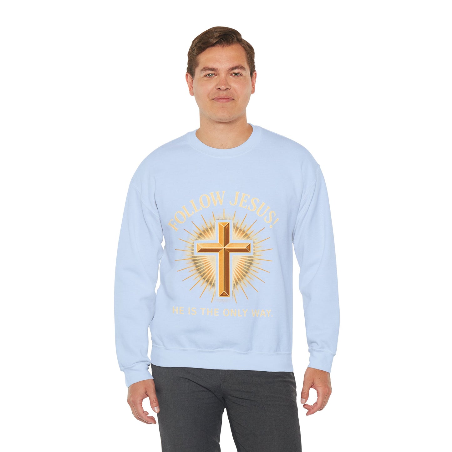 "Follow Jesus" Faith-Inspired Crewneck Sweatshirt Christian Apparel, Gift for Believers, Religious Sweatshirt, Inspirational Fashion