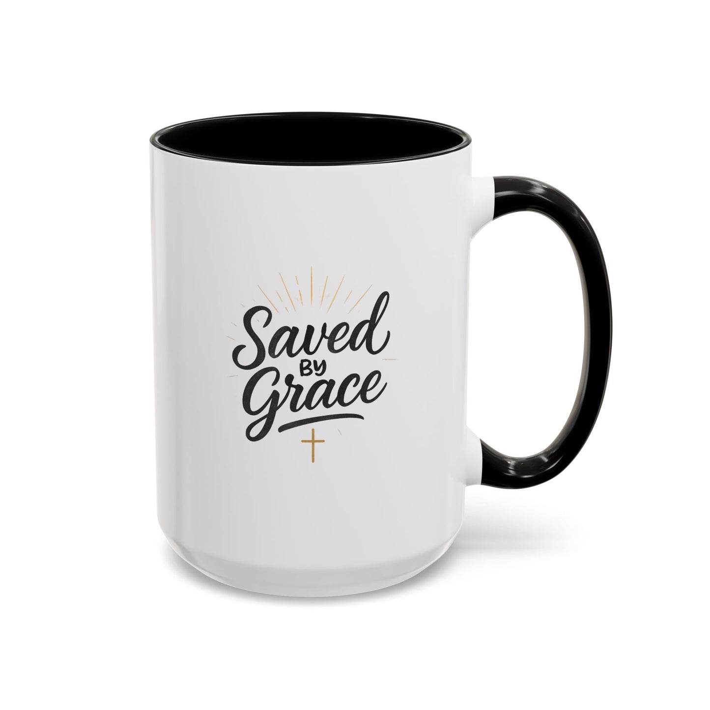 "Saved By Grace" - Coffee Mug - Inspirational Gift for Faith Lovers, Perfect for Home or Office, Christian Decor, Encouragement Mug