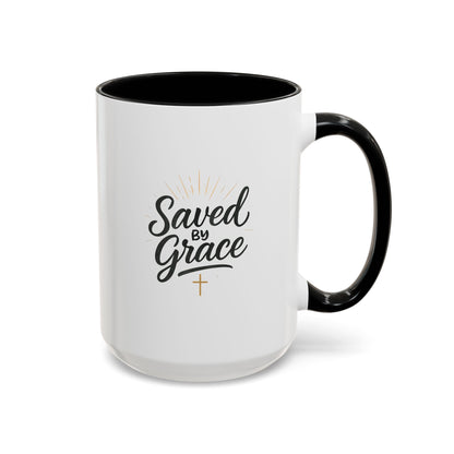 "Saved By Grace" - Coffee Mug - Inspirational Gift for Faith Lovers, Perfect for Home or Office, Christian Decor, Encouragement Mug