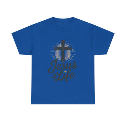 "Jesus is Life" - Front and Back - Faith-Inspired Unisex Heavy Cotton Tee