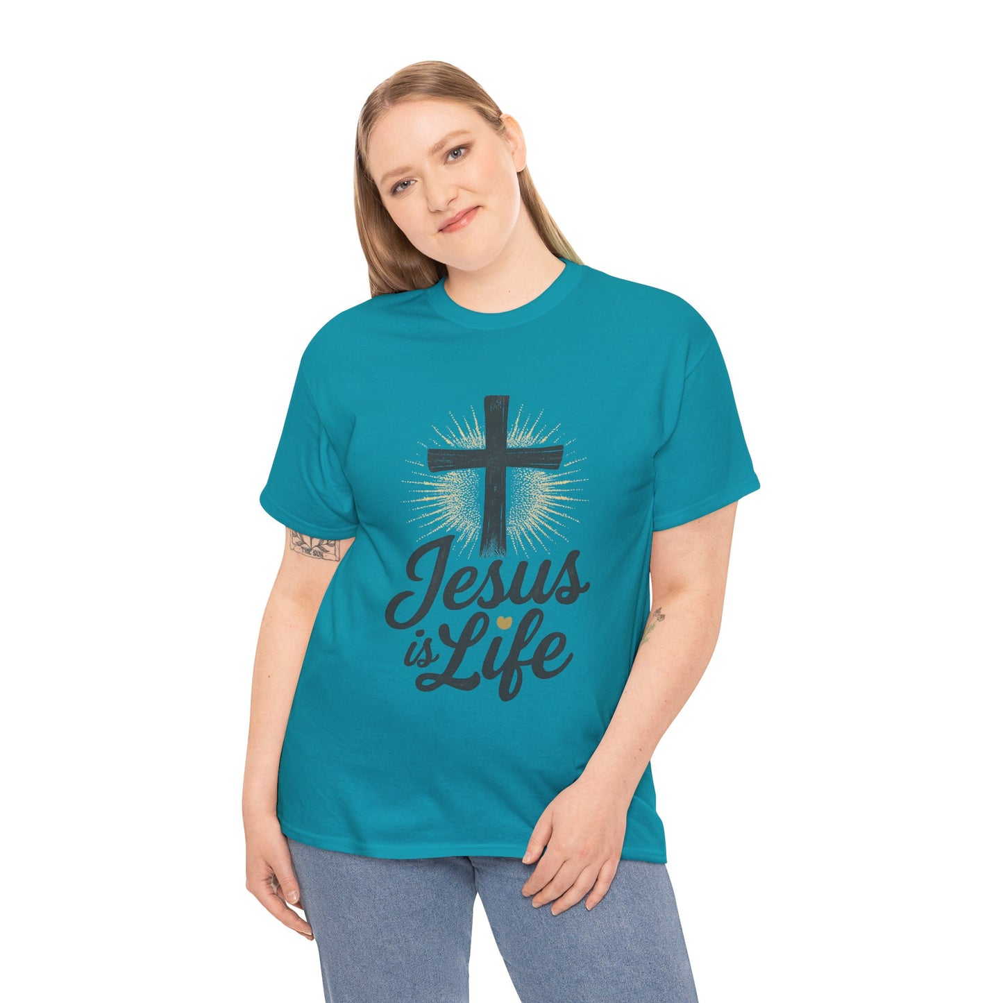"Jesus is Life" - Front and Back - Faith-Inspired Unisex Heavy Cotton Tee