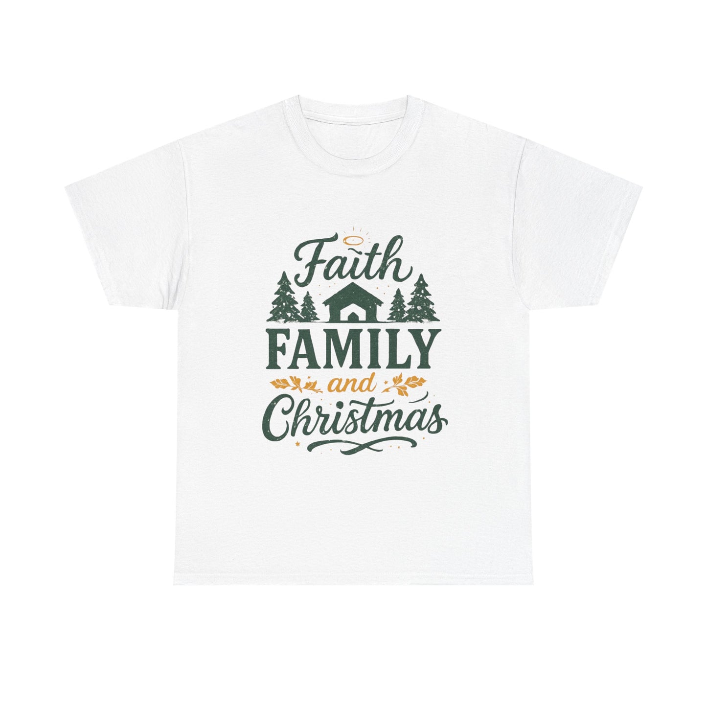 Faith, Family, and Christmas Unisex Heavy Cotton Tee