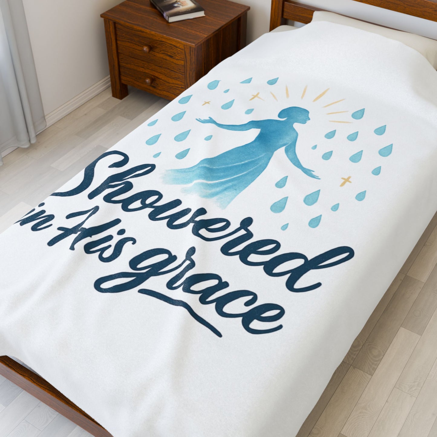 Showered in His Grace Velveteen Plush Blanket