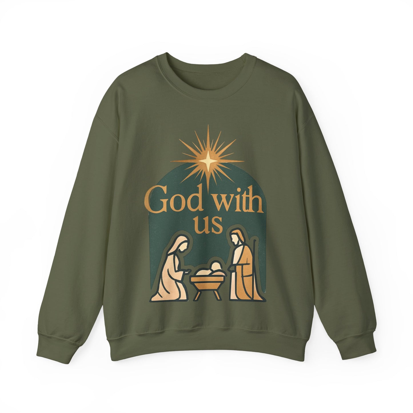 "God with Us" - Cozy Christmas Sweatshirt, Holiday Spirit Wear, Religious Gift, Unisex Crewneck