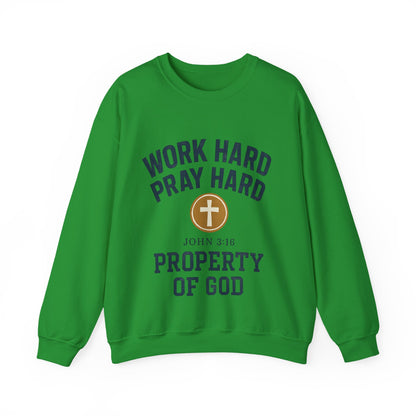 Work Hard Pray Hard Inspirational Crewneck Sweatshirt