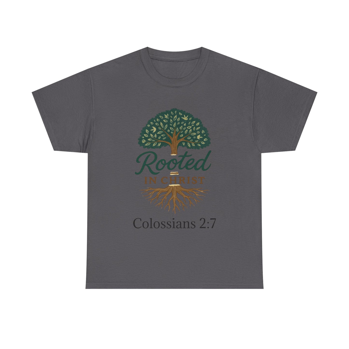 "Rooted in Christ" Tee - Unisex Heavy Cotton Shirt, Christian Apparel, Faith-Based Gift