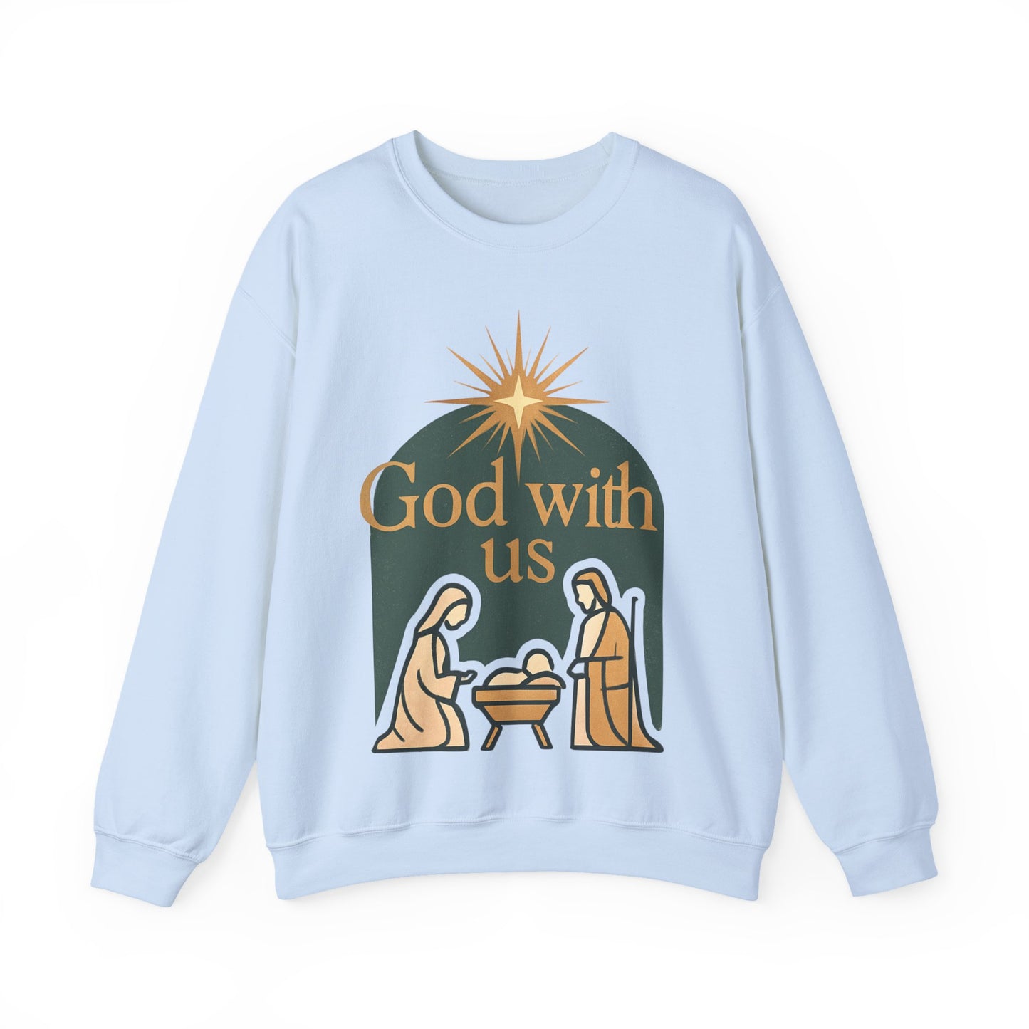 "God with Us" - Cozy Christmas Sweatshirt, Holiday Spirit Wear, Religious Gift, Unisex Crewneck