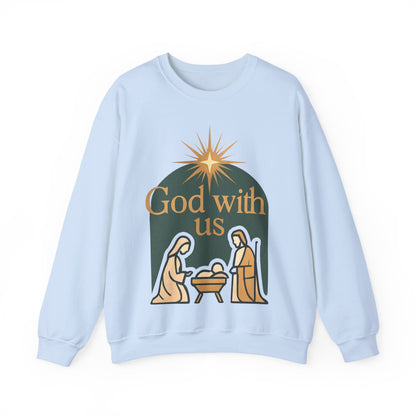 "God with Us" - Cozy Christmas Sweatshirt, Holiday Spirit Wear, Religious Gift, Unisex Crewneck