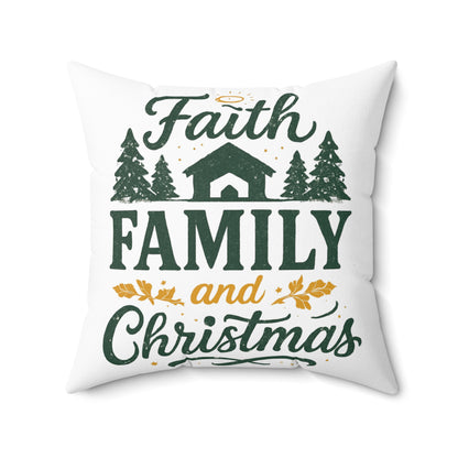 Festive Faith Family Christmas Pillow
