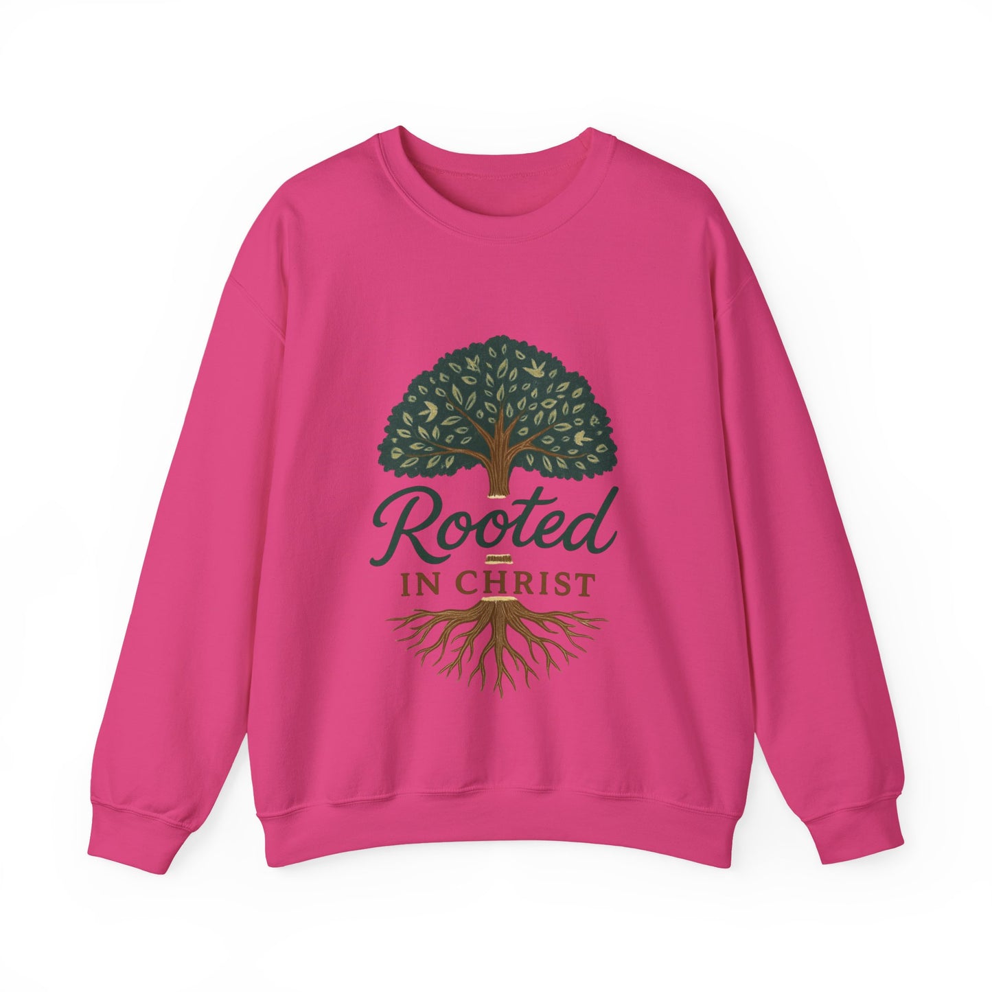 "Rooted in Christ" - Faith-Inspired Crewneck Sweatshirt - Cozy Gift for Christians, Perfect for Church