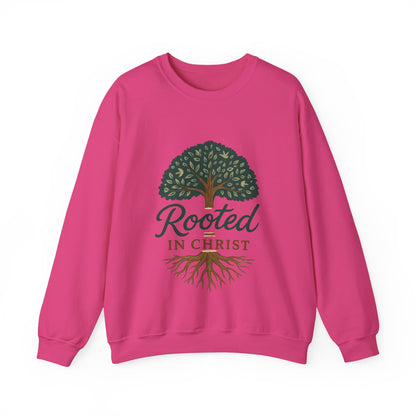 "Rooted in Christ" - Faith-Inspired Crewneck Sweatshirt - Cozy Gift for Christians, Perfect for Church