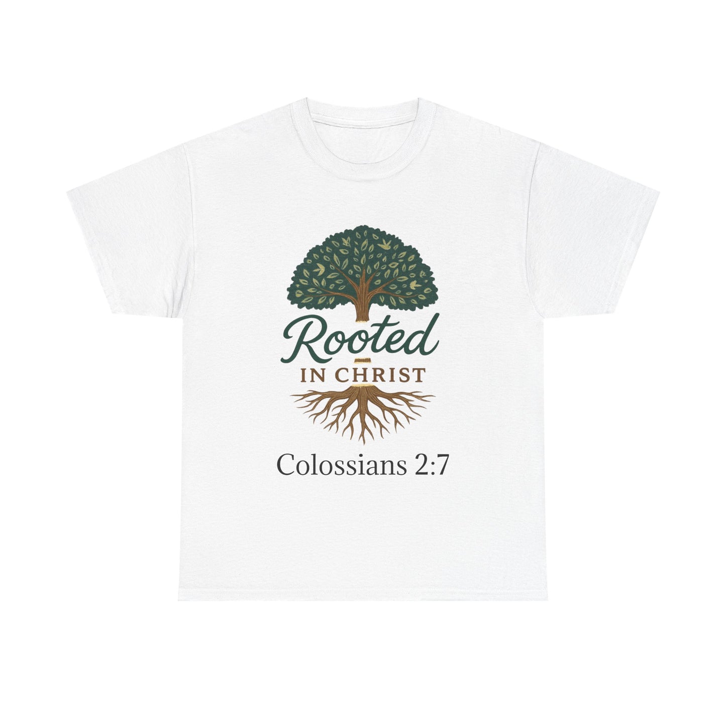 "Rooted in Christ" Tee - Unisex Heavy Cotton Shirt, Christian Apparel, Faith-Based Gift