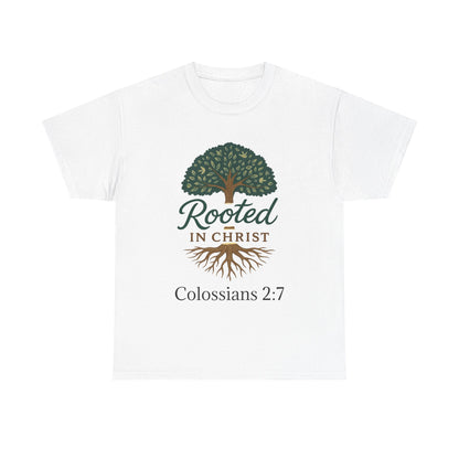 "Rooted in Christ" Tee - Unisex Heavy Cotton Shirt, Christian Apparel, Faith-Based Gift