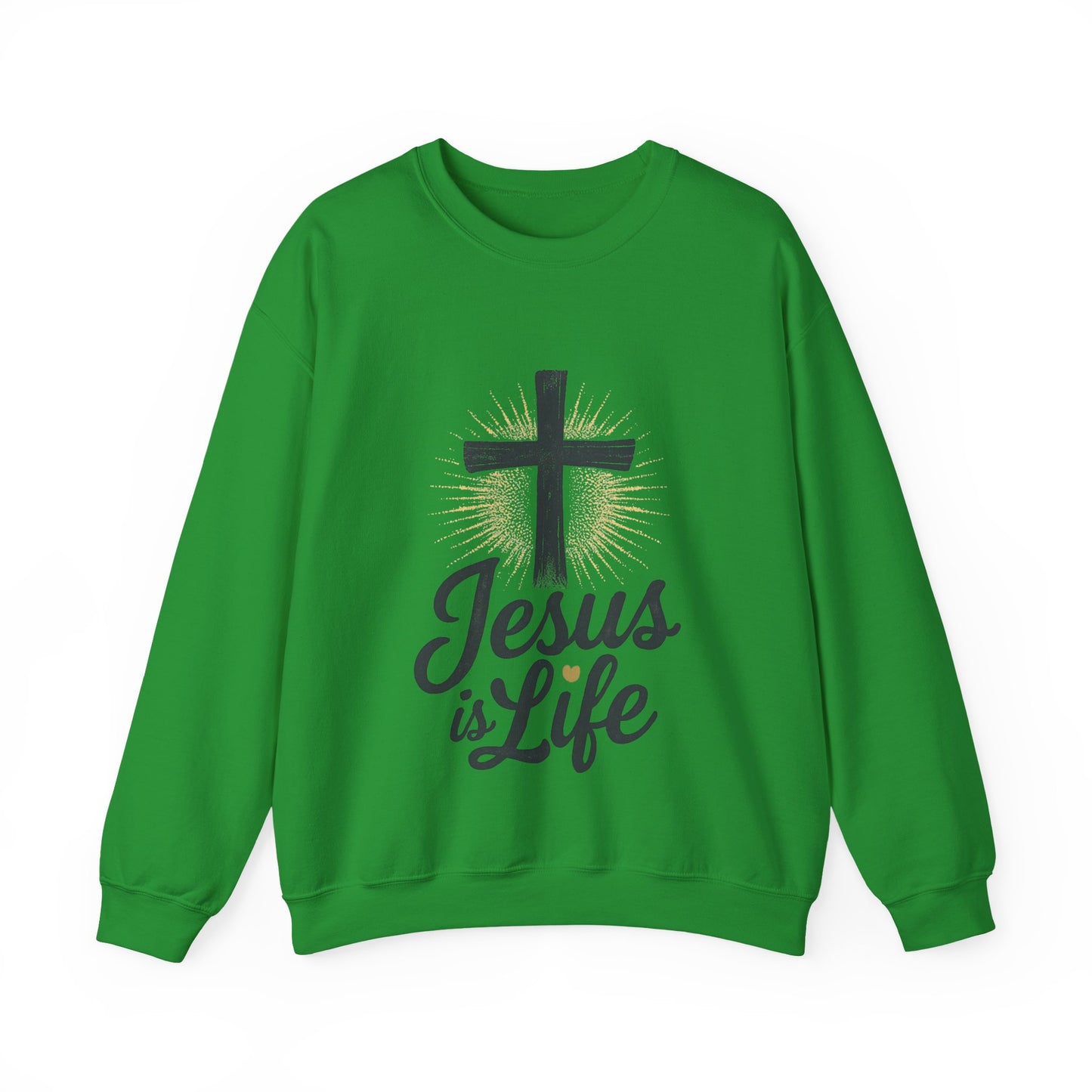 "Jesus is Life" - Christian Inspirational Crewneck Sweatshirt