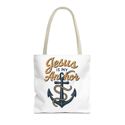 Nautical Tote Bag, "Jesus is My Anchor", Christian Gift, Faith-Inspired Bag, Beach or Everyday Use, Religious Themed Accessory