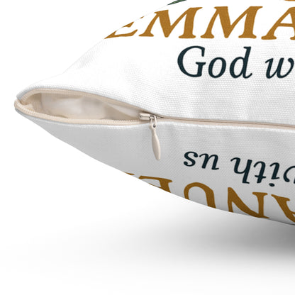 Emmanuel Nativity Square Pillow - Cozy Christmas Home Decor
