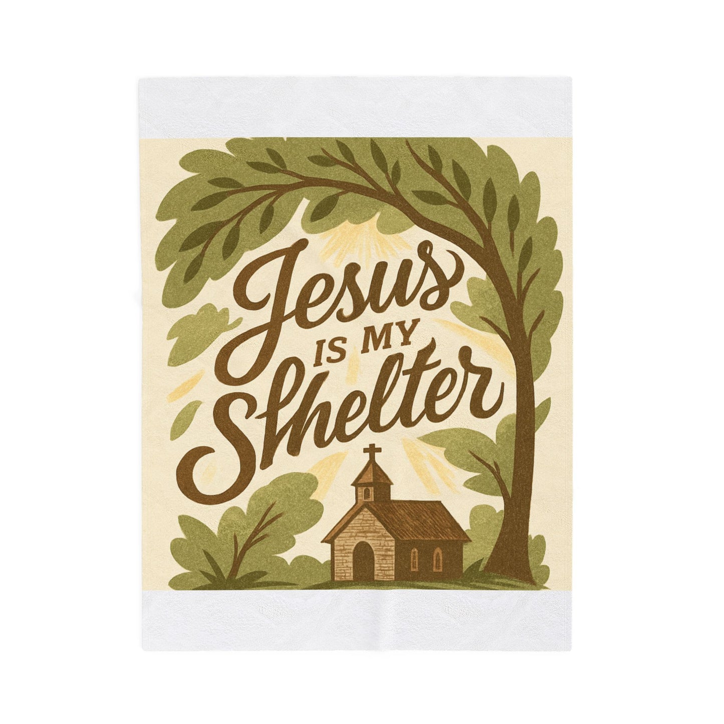 "Jesus is My Shelter" - Cozy Faith-Inspired Velveteen Plush Blanket, Throw, Home Decor, Gift for Baptism, Wedding, Housewarming, Christian Gifts