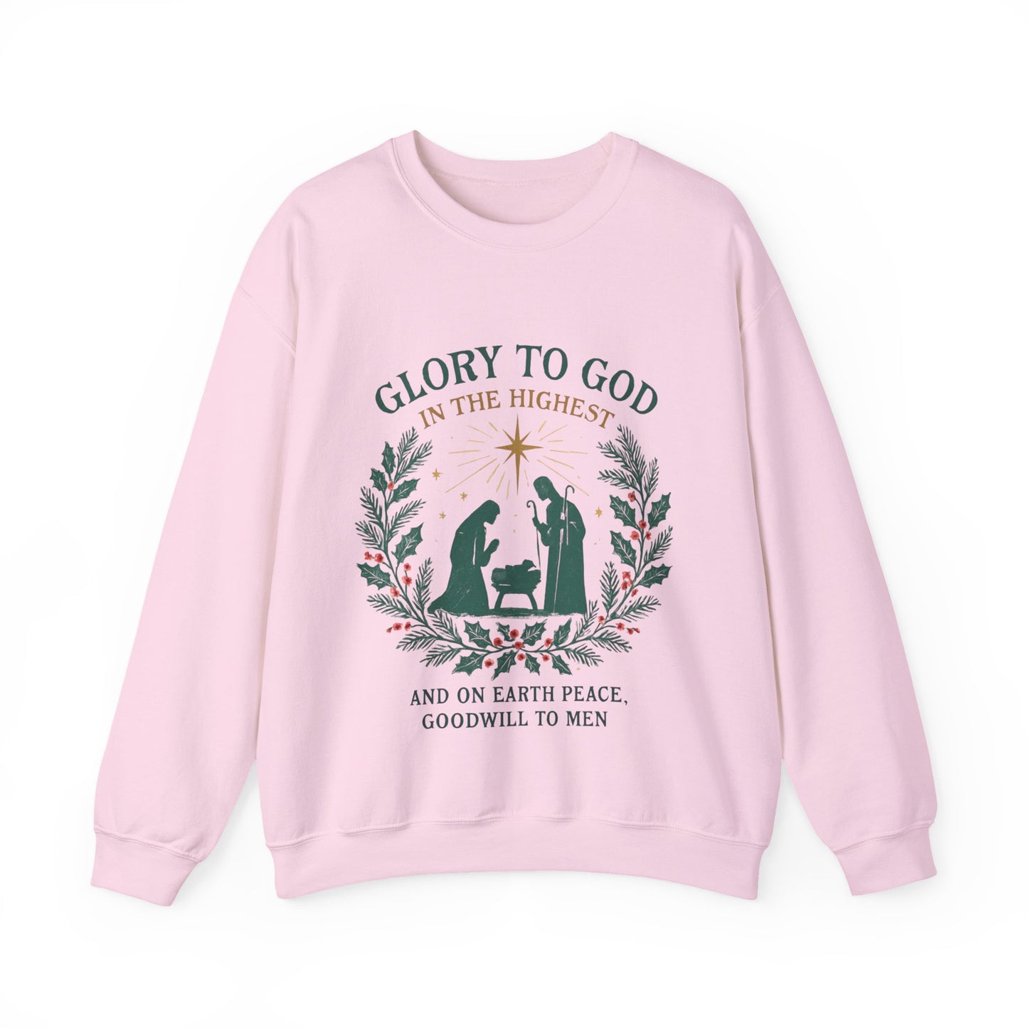 "Glory to God" - Christmas Nativity Sweatshirt, Unisex Crewneck, Holiday Apparel, Inspirational Clothing