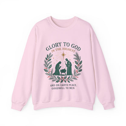 "Glory to God" - Christmas Nativity Sweatshirt, Unisex Crewneck, Holiday Apparel, Inspirational Clothing