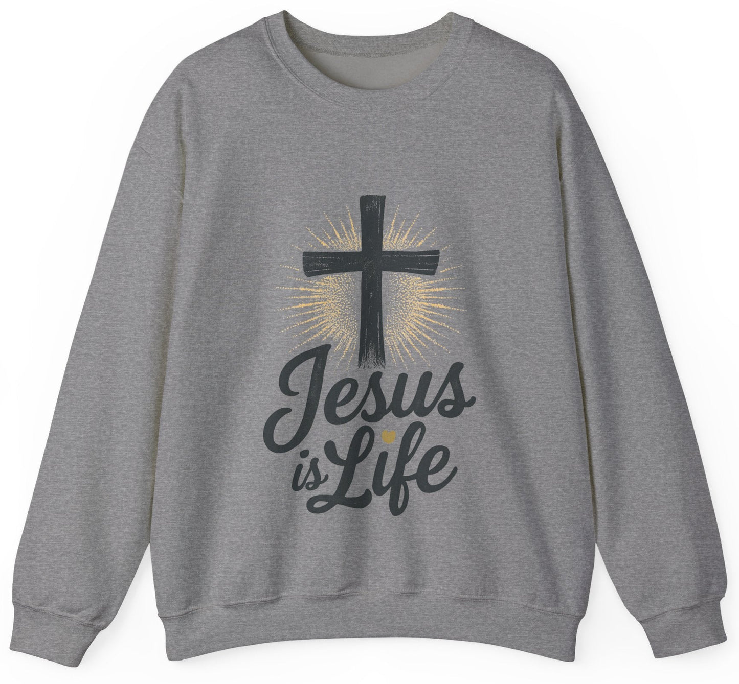 "Jesus is Life" - Christian Inspirational Crewneck Sweatshirt