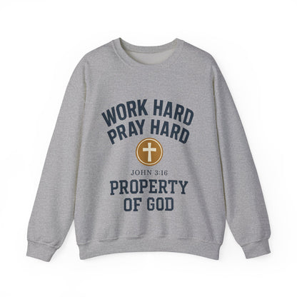 Work Hard Pray Hard Inspirational Crewneck Sweatshirt
