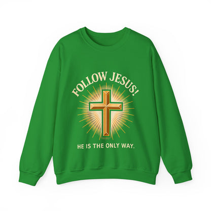"Follow Jesus" Faith-Inspired Crewneck Sweatshirt Christian Apparel, Gift for Believers, Religious Sweatshirt, Inspirational Fashion