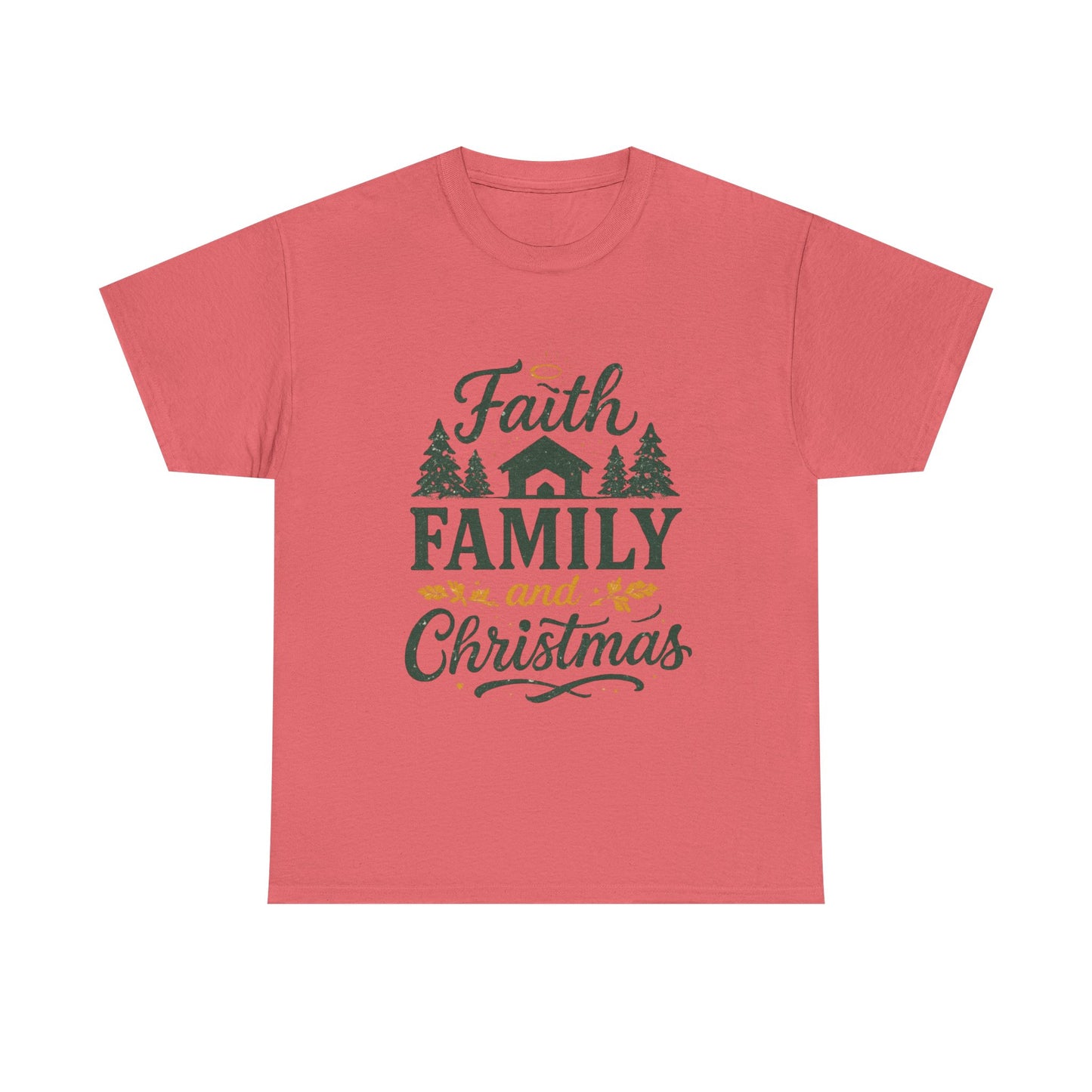 Faith, Family, and Christmas Unisex Heavy Cotton Tee