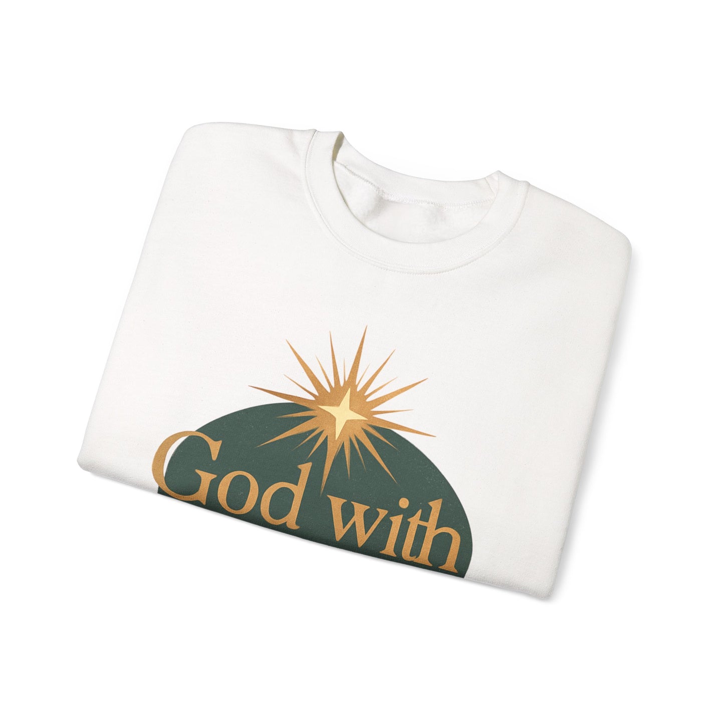 "God with Us" - Cozy Christmas Sweatshirt, Holiday Spirit Wear, Religious Gift, Unisex Crewneck
