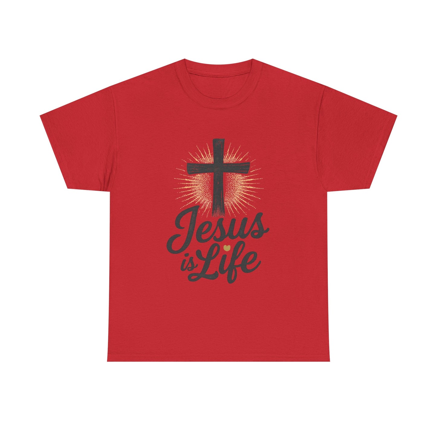 "Jesus is Life" - Front and Back - Faith-Inspired Unisex Heavy Cotton Tee