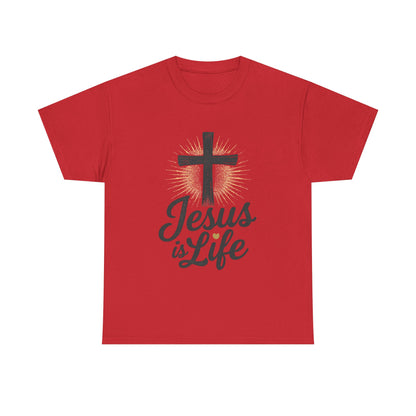 "Jesus is Life" - Front and Back - Faith-Inspired Unisex Heavy Cotton Tee