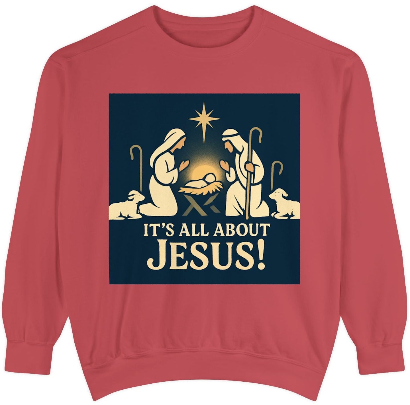 "It's all about Jesus" - Christian Christmas Sweatshirt, Holiday Gift, Faith-Based Apparel, Unisex Cozy Wear